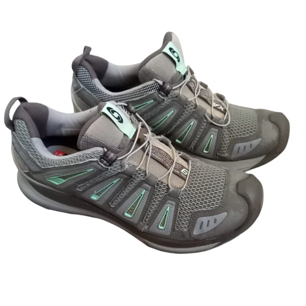 Salomon Women's Trail Running / Hiking Shoes Gray & Teal, Size 9 US (EUR 41 1/3)